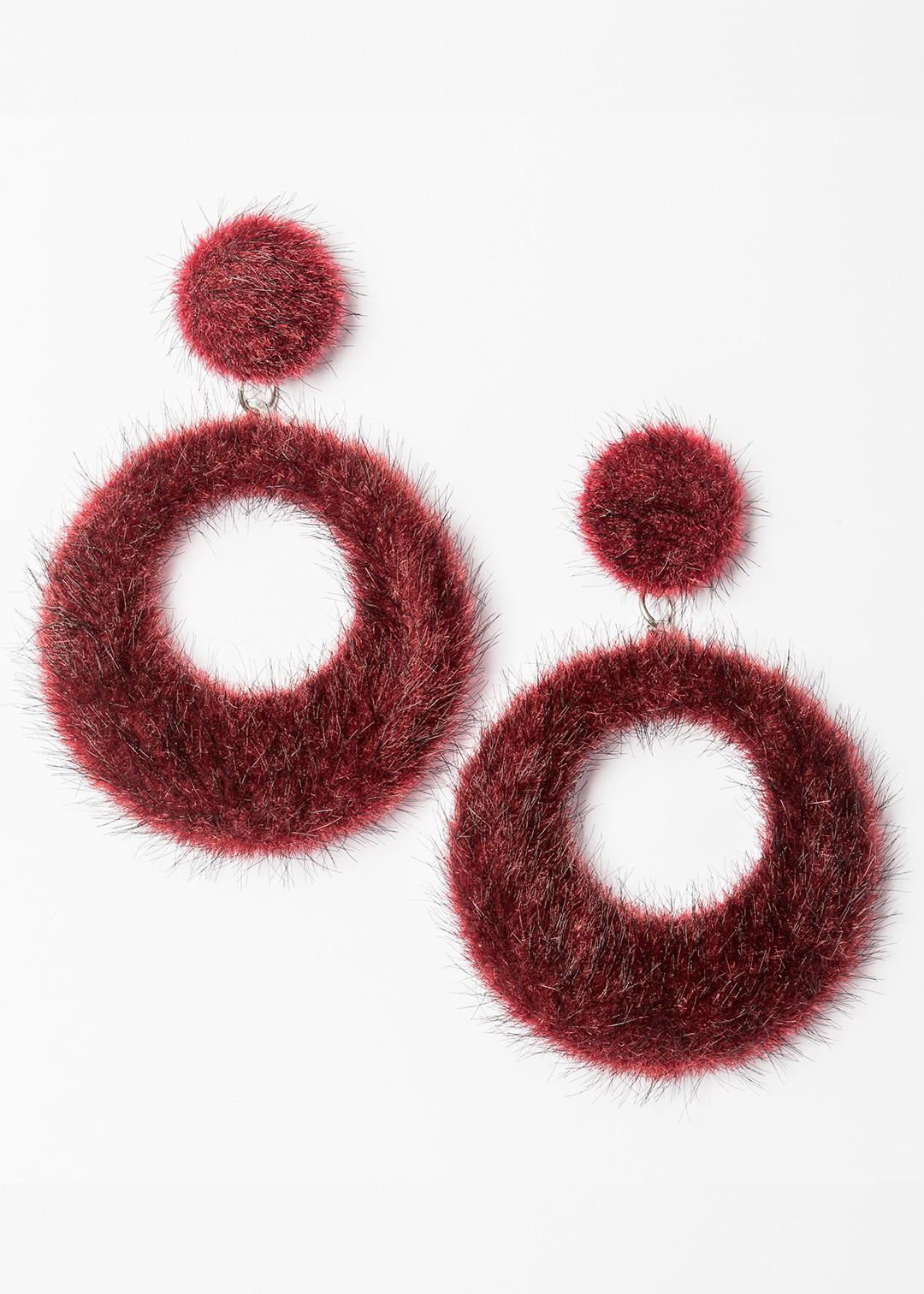 Stand Out Wool Earrings In Maroon • DREAMSCAPED